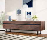 WAMPAT Modern TV Stand for up to 75 inch TV, Wood Entertainment Center TV Console Table with Storage Cabinets Media Console for Living Room, Brown WAMPAT