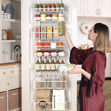 Moforoco White Over The Door Pantry Organizer, Pantry Organization and Storage, Metal Hanging Spice Rack Shelves Door, Seasoning Shelves, Laundry Room Organization, House and Kitchen Essentials Moforoco