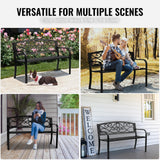 VEVOR Outdoor Bench, 50 inches Metal Garden Bench for Outdoors, 550 lbs Load Capacity Bench, Outdoor Garden Park Bench with Backrest and Armrests, Patio Bench for Garden, Park, Yard, Front Porch VEVOR
