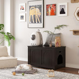 DINZI LVJ Cat Litter Box Enclosure, Flip Top Litter Box Furniture, Hidden Cat Washroom, Wooden House, End Side Table, 31.5" L x 19.7" W x 19.7" H, Sturdy and Easy to Assemble, Espresso DINZI LVJ