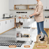 3 Tier Heavy Duty White Metal Rolling Cart with Lockable Wheels, Three Tier Roller Book Snack Cart, Utility Storage Organizer Carts for Kitchen, Bathroom, Garage, Baby Diaper, Craft, Art, Teacher Recximi