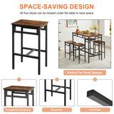 Rustic Brown Industrial 5-Piece Kitchen Bar Table Set with Counter Stools Ball & Cast