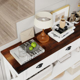 Vabches Sofa Table with 3 Drawers, Farmhouse Narrow Wood Accent Console Table Entryway Table with Storage Shelf for Entryway, Living Room, Foyer, Unique Design, White Vabches