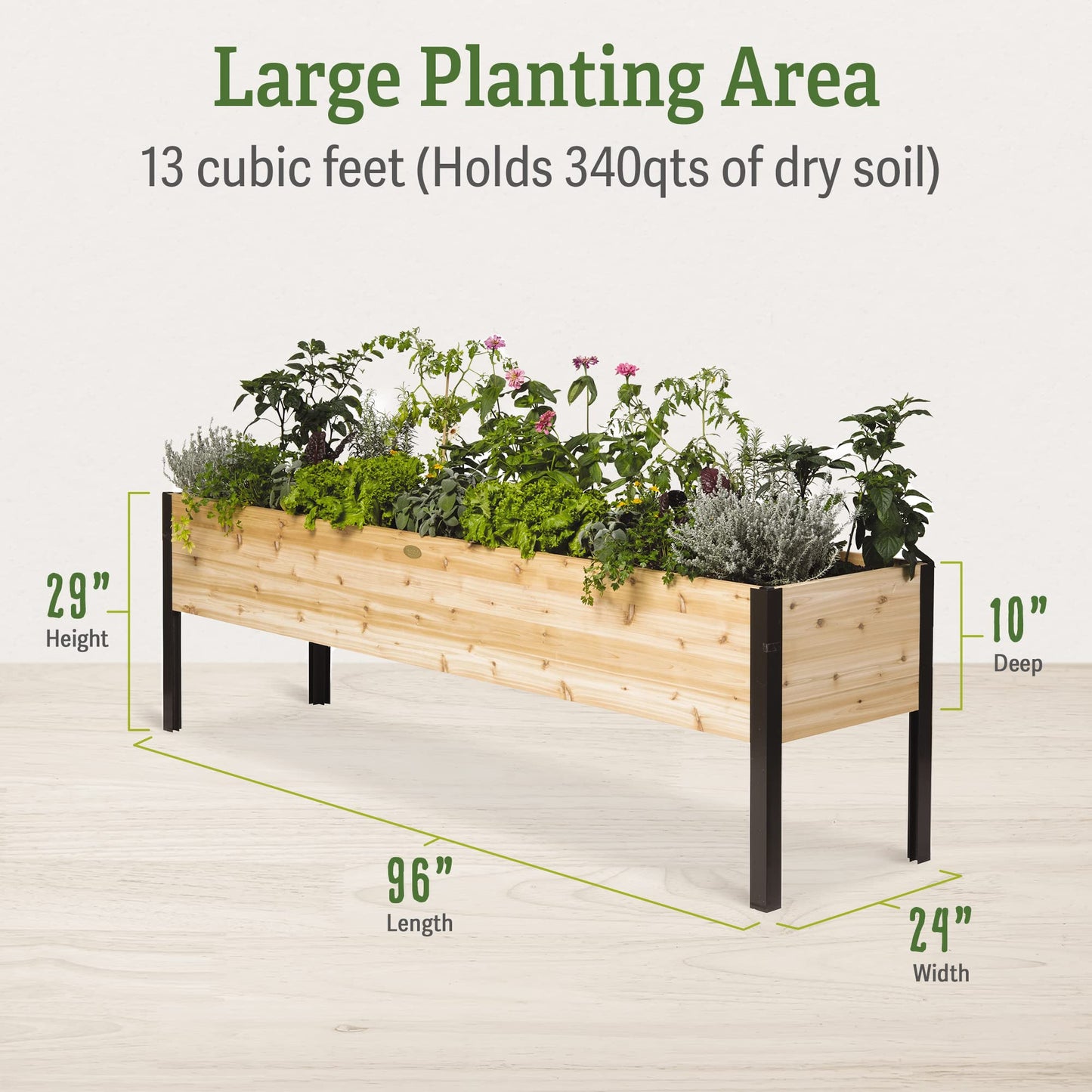 Gardener's Supply Company Raised Garden Bed Elevated Cedar Planter Box | 2' x 8' Heavy Duty Standing Planter for Outdoor Plant Vegetables Flowers Perfect for Patio, Lawn & Backyard