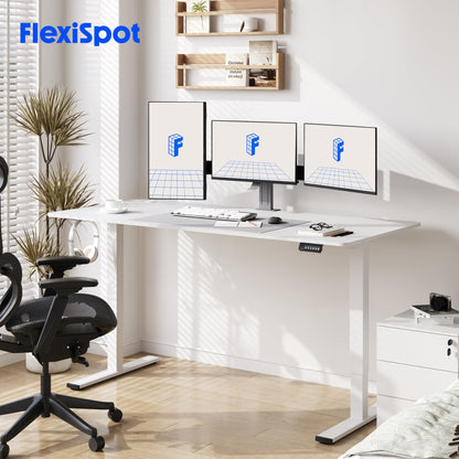 FLEXISPOT Electric Standing Desk 71 x 32 Inch Adjustable Height Desk Home Office Computer Workstation Sit Stand Desk, White Top + White Frame - WoodArtSupply