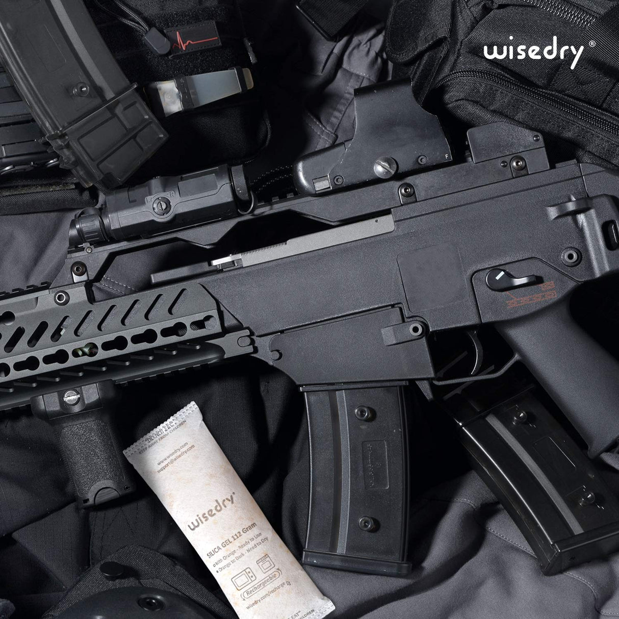 wisedry 112 Gram [4 Packs] Silica Gel Desiccant Packs for Larger Container Desiccant Bags with Orange Indicating Beads for 3D Printer Filament Gun Safe Camera Electronics Equipment Food Grade wisedry