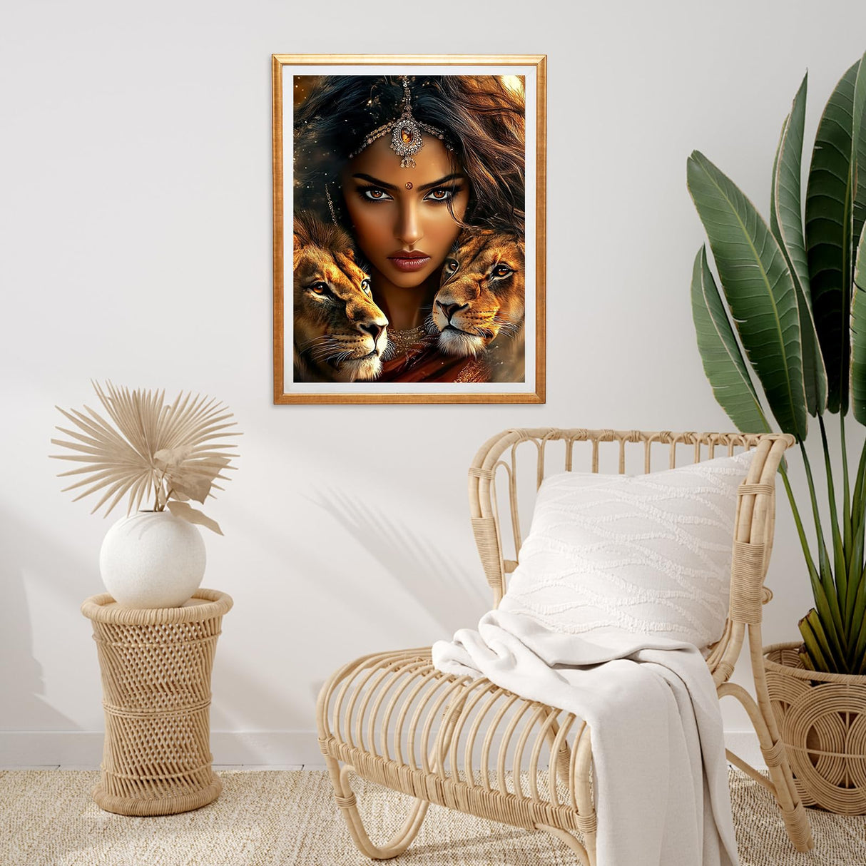 Miwixy Lions Diamond Art Kits for Adults, American Native Indian Woman Diamond Painting Kit,5D Full Drill Animal Diamond Art Canvas for Beginners Home Wall Decor 12 x 16 Inch Miwixy