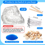 MTLEE 2 Lb Gel Wax for Candle Making DIY Sets, Jelly Wax Melts Clear Candle Wax with Seashells Starfish and Candle Wick and Wooden Candle Wick Centering Device for Candle Making MTLEE
