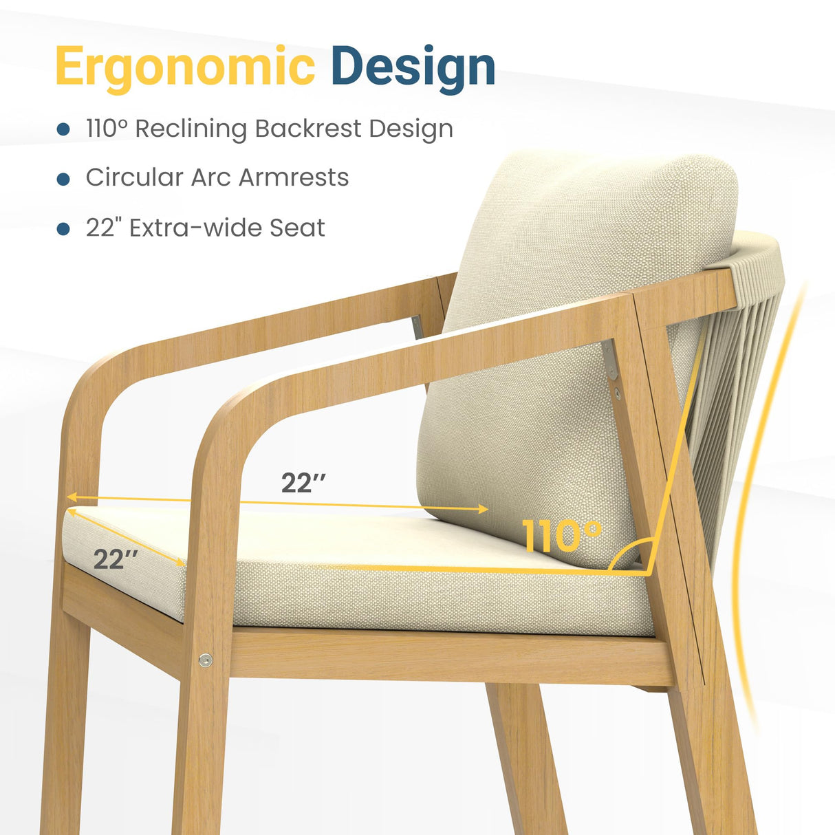 Wisteria Lane 6 Pieces Acacia Patio Dining Set for 6, Patio Dining Table and Chairs Set with Cushion, Modern Outdoor Dining Furniture Set for Lawn Backyard Garden Deck, Beige Wisteria Lane