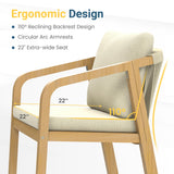 Wisteria Lane 6 Pieces Acacia Patio Dining Set for 6, Patio Dining Table and Chairs Set with Cushion, Modern Outdoor Dining Furniture Set for Lawn Backyard Garden Deck, Beige Wisteria Lane