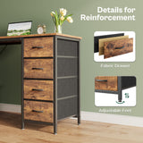 Huuger 47 Inch Computer Desk with 8 Drawers, Office Desk Work Desk for Home Office, Study, Gaming Desk with Fabric Drawers, Large Storage, Rustic Brown Huuger