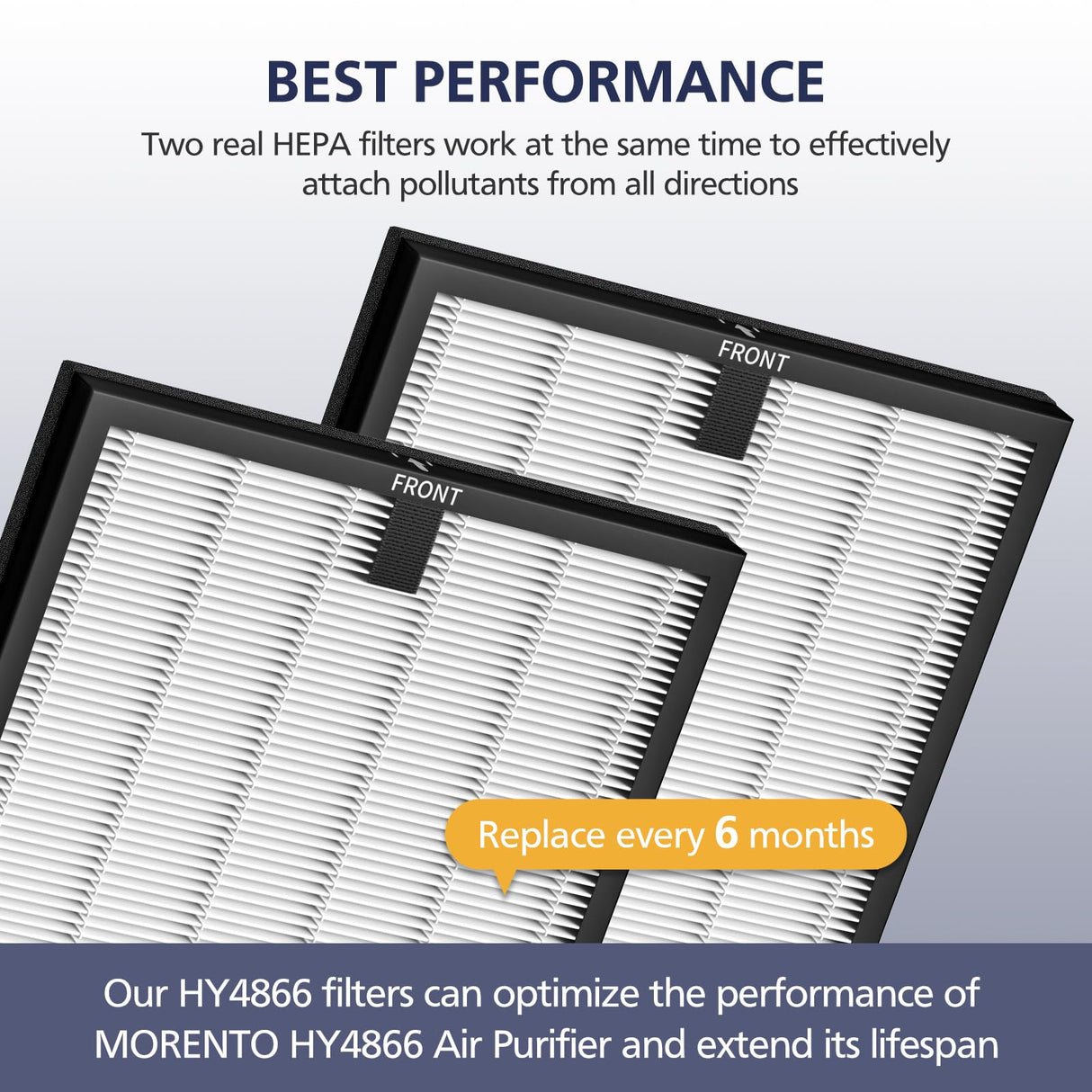 HY4866 Filters Compatible with MORENTO HY4866, WESTHEY HY4866, YIOU M1 Air Purifi-er, 3-in-1 H13 Ture HEPA Replacement Filters (Includes4 Pack Pre-filter) Enhanced Version HY4866 Replacement Filter Cabiclean