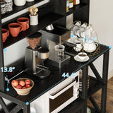 IRONCK Bakers Rack with Power Outlet, 45in Wide Coffee Bar Cabinet with Storage, 6-Tier Kitchen Storage with Doors, Microwave Stand for Kitchen, Dining Room IRONCK