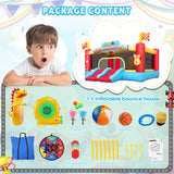 Bounce House for Kids, 13FT Large Inflatable Bounce Castle with Blower Blow Up Jumping Bouncer with Double Slide, Obstacle Poles & Target Toss Game, Champion Race Car Theme AKEYDIY