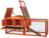 TRIXIE natura Outdoor Rabbit Hutch with Run - Small Elevated Rabbit Cage with Non-Slip Ramp - Small Animal House with Large Playpen, Hinged Roof & Pull-Out Tray - in Natural TRIXIE