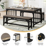 Tribesigns 55 Inch Dining Table Set for 4-6, 3-Piece Kitchen Table with 2 Benches, Space-Saving Dining Room Table Set for Home Kitchen, Restaurant, Grey Tribesigns