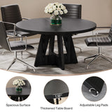 Tribesigns 47-Inch Round Conference Table for 4-6 People, Wooden Meeting Room Table with Thicken Tabletop and Wood Base (Black) Tribesigns