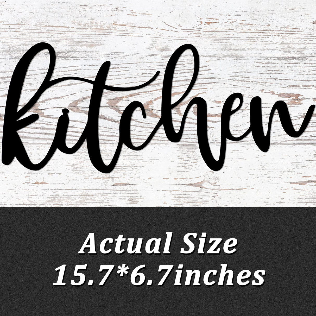 Maxdot Kitchen Metal Cutout Sign Word Wall Decor Farmhouse Kitchen Metal Word Wall Art Sign for Home Dining Room Restaurant,15.7 x 6.7 Inch (Black) Maxdot