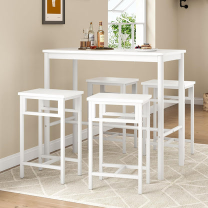 Farini 47 Inch Modern Bar Height Table with Metal Legs and White Wooden Top - WoodArtSupply