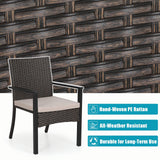 MFSTUDIO 6 Pieces Patio Dining Set with 4 Rattan Wicker Chairs,1 Acacia Wood Table and Bench,Outdoor Furniture Set with Removable Cushions for Patio,Garden,Lawn MFSTUDIO