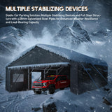 Bepatio 2 Car Carport, 20 x 20 Heavy Duty Metal Carport, All Weather Extra Large Car Port, Outdoor Portable Garage with Side-Opening Doors & Roll-Up Windows Bepatio