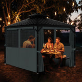 Gazebo Privacy Curtain 10'x10', Replacement Curtains with Mosquito Net Windows, 4-Panels Side Wall, Zippers, Waterproof Outdoor Curtains for Patio, Canopy, Garden and Backyard, Gray (Curtain Only) Bstge