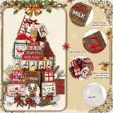 CroBlissful 23 Pcs Christmas Tiered Tray Decor Snowman Farmhouse Decor Christmas Sign Winter Table Centerpieces Winter Wood Blocks Signs for Home Shelf, Without Tray(Red,Elk) CroBlissful