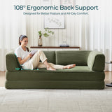 LINSY HOME 79'' Convertible Sofa Bed - Boneless Compression Sofa Folding Loveseat Sleeper - Foldable Corduroy Couch Bed for Living Room Bedroom - Modular Sectional Compressed Sofa in Box, Green LINSY HOME