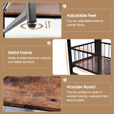 End Table, Industrial Side Table with 2-Tire Storage Shelf, 180LBS Mini Fridge Stand with Adjustable Feet, 18"x18" Wood Night Stand Small Bedside Table with Sturdy Metal Frame for Living Room Bedroom DHMAKER