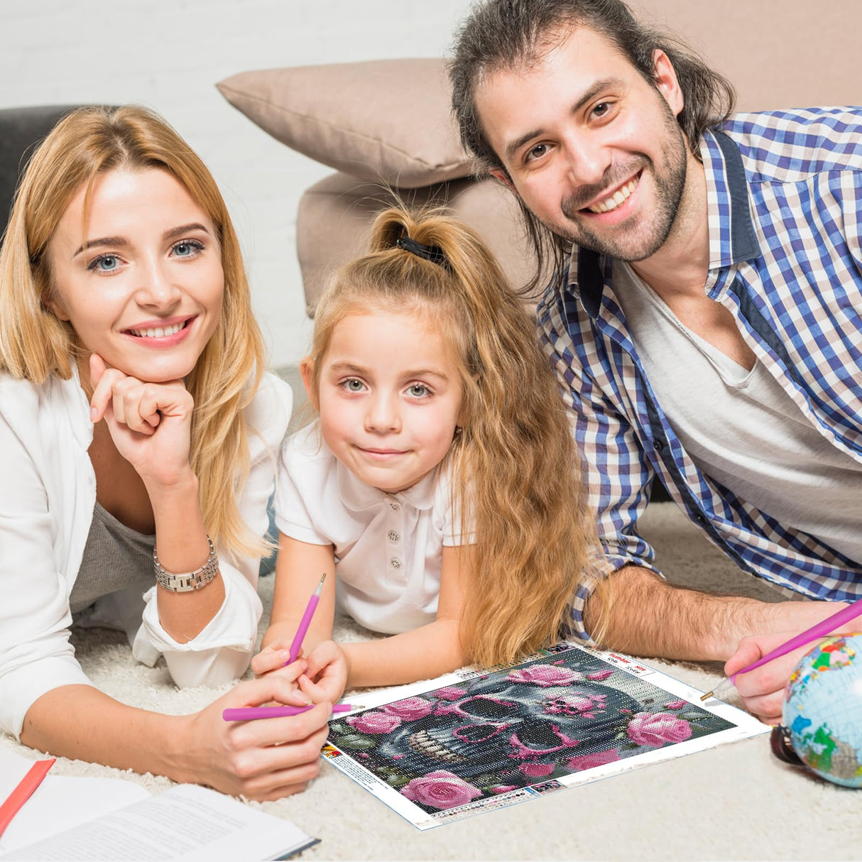 DPHERO Skeleton Diamond Painting Kits for Beginners Adults,5D DIY Rose Flowers Diamond Art Kits,Round Full Drill Skull Horror Painting Art,DIY Paint by Numbers for Home Wall Decor 12x16 inch DPHERO