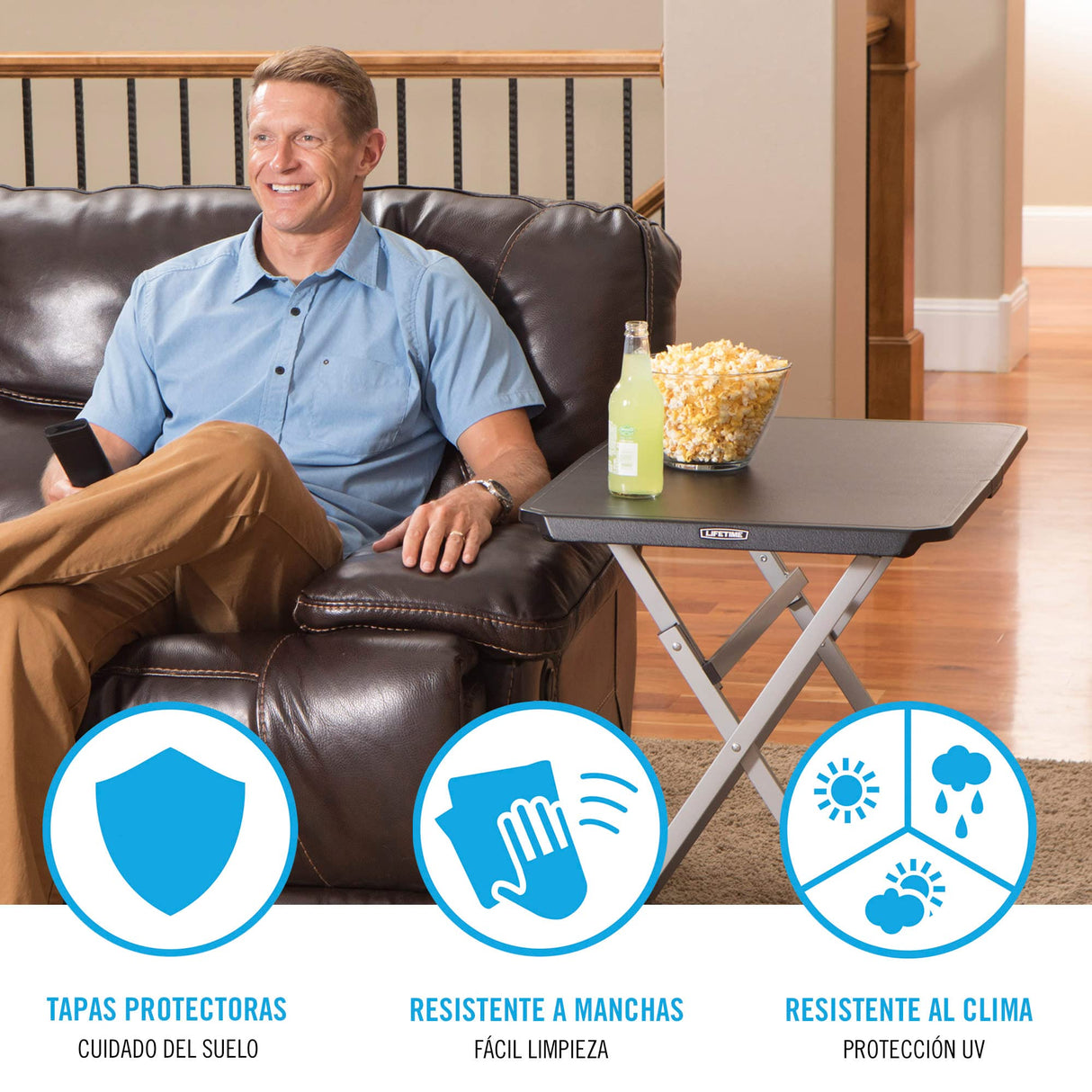 Lifetime Small Folding Table, Personal TV Tray - Portable - great for Kids, Camping, Cards, or Laptops - Plastic Black 30 Inch (80623) Lifetime