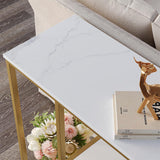 WOHOMO Console Table, Small Entryway Table with Storage Shelves 12'' Narrow Sofa Table Modern Hallway Table for Living Room 31.5" x12''x31.5'' White and Gold WOHOMO