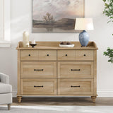 WAMPAT 2 Piece Dresser and Nightstand Sets, Wood Dresser & Chest of Drawers with 6 Drawers & Metal Handle, Farmhouse Side Table Night Stand with Charging Station, 2 Piece Bedroom Set, Oak WAMPAT