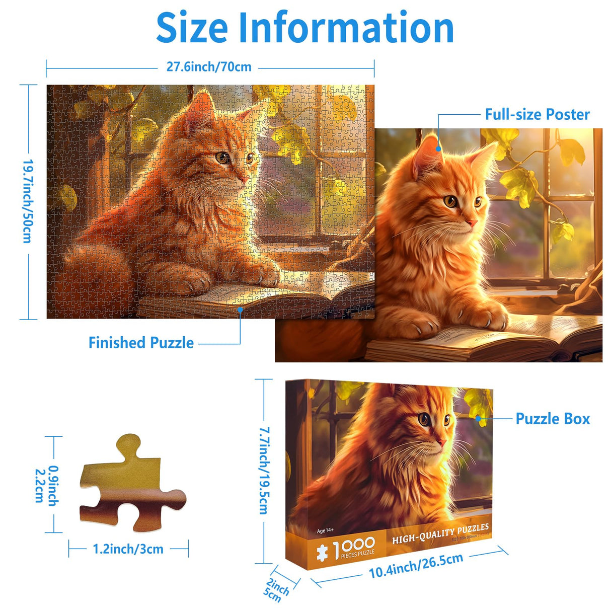 1000 Piece Puzzle for Adults Window Cat Puzzles for Adults 1000 Pieces Reading Cat Jigsaw Puzzles 1000 Pieces for Adults Cute Kitten Puzzle 1000 Pieces Cozy Retreat 1000 Piece Puzzle Cat 1000 Puzzle CHengQiSM