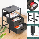 Yoobure Nightstand with Charging Station, LED Night Stand with Fabric Drawers and Storage Shelf for Bedroom, Nightstands Bedside Tables with USB Ports & Outlets, Small Night Stands, Bed Side Table Yoobure