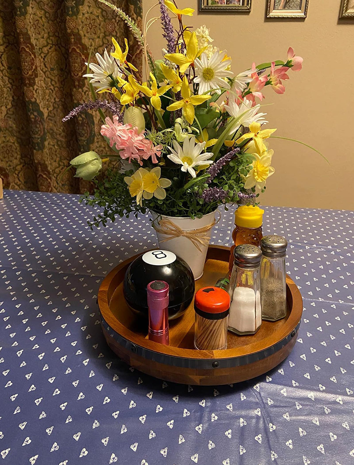 12 Inch Acacia Wood Lazy Susan Turntable for Table, Kitchen Turntable Organizer, 360 Degree Decorative Turntable for Countertop Cabinet or Centerpieces GOVOKOI