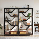 Tribesigns 6-Tier Bookshelf, 72-Inch Tall Industrial Open Storage Organizer, Freestanding Wood Display Rack with Metal Frame for Living Room, Bedroom, Home Office, Rustic Brown and Black Tribesigns