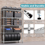 M MZG 1750 LBS Storage Shelves 5-Tier Utility Shelving Unit Steel Organizer Wire Rack for Home,Kitchen,Office,Garage, Capacity 17.7" D x 47.2" W x 72.3" H M MZG