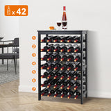 VASMIA 42 Bottles Bamboo Wine Rack,7-Tier Wine Rack Freestanding Floor with Table Top, Wine Storage Shelf for Kitchen Dining Room Bar,Black VASMIA