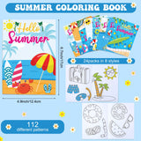 Faccito 24 Pcs Summer Beach Coloring Books Mini DIY Art Drawing Book Bulk Including Pineapple Coconut Flamingo Beach Pool Fun and Relaxing Patterns for Birthday Activity Faccito