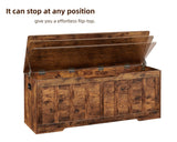 VANKILEY 51.2"Storage chest extra large,storage bench with 2 safety hinges,Shoe Bench,51.2*15.7*19.1inches,wooden trunk for bedroom,livingroom,entryway,Supports 220 lb,Easy Assembly(Rustic brown) VANKILEY