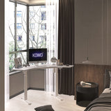 kowo L Shaped Height Adjustable Electric Standing Desk with USB C Hub & Wireless Charger, Sit Stand Corner Desk, Memory Settings, Stand Up Computer Desk Adjustable Table, White kowo