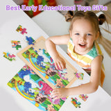 Wooden Puzzles for Kids Ages 4-6, 24 Piece Unicorn Mermaid Princess Jigsaw Puzzles 4 Packs, Preschool Toddlers Learning Activity Puzzles Toys for Girls 3 4 5 6 Years Old OSBOO