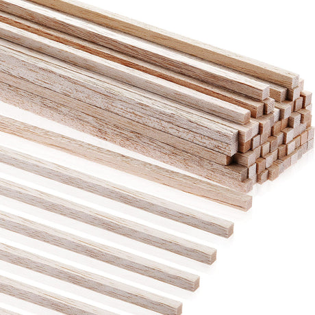Timtin Balsa Wood Sticks 1/4 x 1/4 x 12 Inch Hardwood Square Dowels Rods Unfinished Wooden Strips for Crafts DIY Projects Models Making Supplies(225 Pieces) Timtin