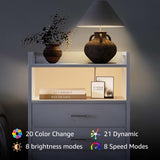 KAI-ROAD Tall Nightstand with Drawers White Night Stand with Charging Station and LED Light, 4 Drawer Dresser for Girls Bedroom Modern KAI-ROAD