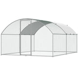 VEVOR Large Metal Chicken Coop with Run, Walkin Poultry Cage for Yard with Waterproof Cover, 13.1 x 9.8 x 6.4 ft Peaked Hen House, Duck and Rabbit, Silver, Spire Roof VEVOR