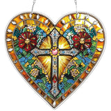 KEYIFA Diamond Painting Hanging Heart Shape Cross 3D Diamond Art Kits, Special Shaped Rhinestone Diamond Dots Kit for Adults Beginner, DIY Art Craft for Window Wall Door Decor, Double Sided KEYIFA