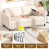 Valthie 79.1" Corduroy Loveseat Sofa, Modern Comfy Couches with Side Pocket, 3-Seater Sofa Couch for Living Room, Bedroom and Small Spaces,Beige Valthie