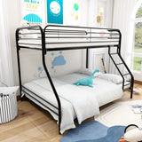 JURMERRY Twin-Over-Full Bunk Bed with Metal Frame and Ladder,Black JURMERRY