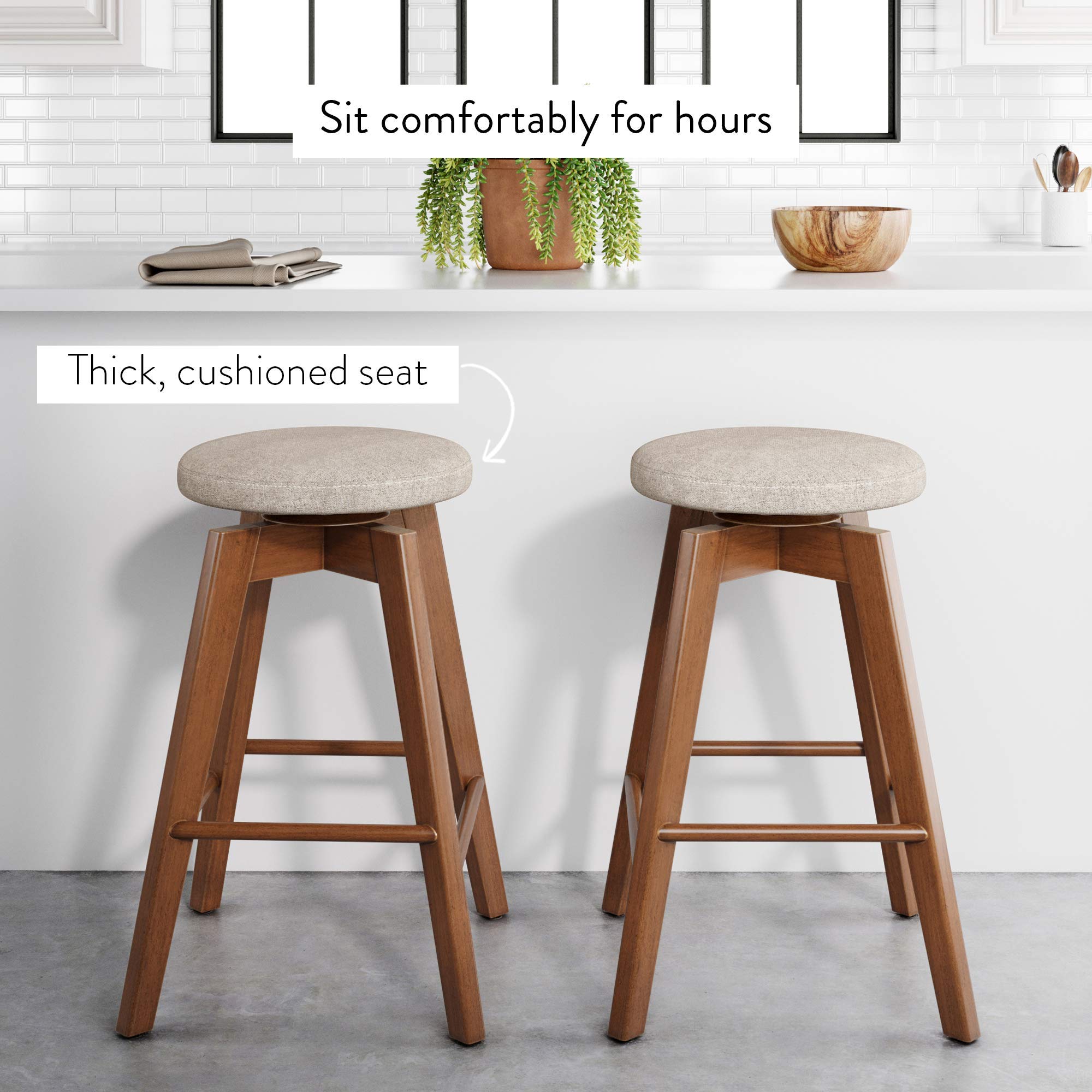 Nathan James Amalia Backless Kitchen Counter Height Bar Stool Set of 2 - Thumbnail 4